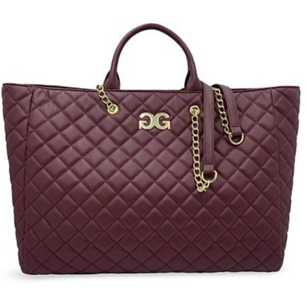 NWT Gilda Paris Wine Quilted Large Tote Bag